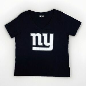NFL NY GIANTS Women's V Neck T-Shirt Team Apparel Black & White Size XL‎